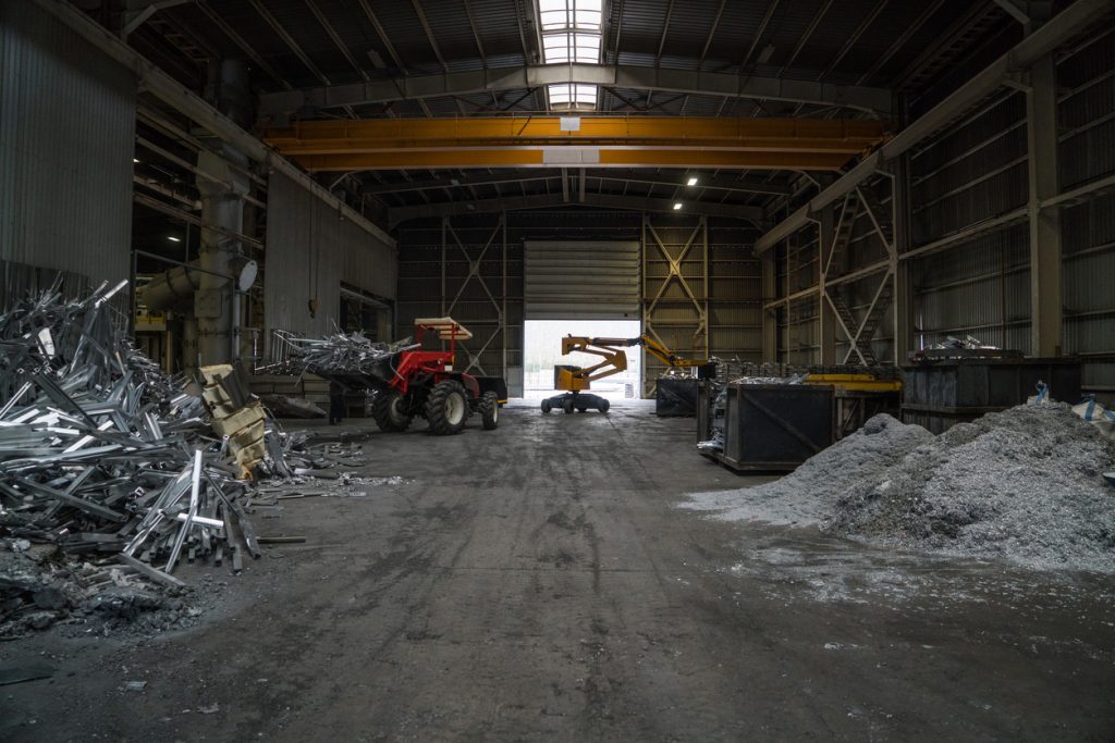 Heap of aluminium parts in scrap yard